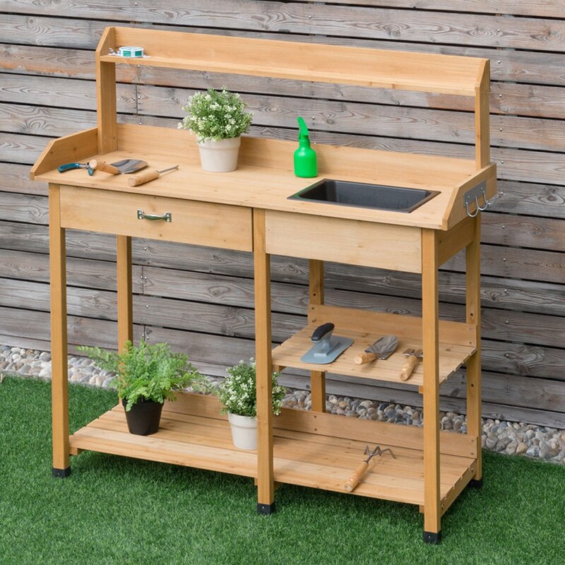 Freeport Park Geraci Fir Wood Potting Bench Wayfair